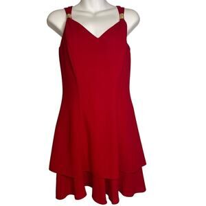 VTG Rampage Red Mini Tiered Ruffled Cocktail Party Dress Women's Size 3